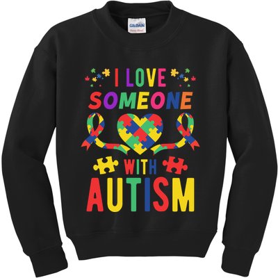 I Love Someone With Autism Ribbon Heart Kids Sweatshirt