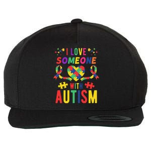 I Love Someone With Autism Ribbon Heart Wool Snapback Cap