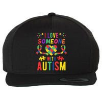 I Love Someone With Autism Ribbon Heart Wool Snapback Cap