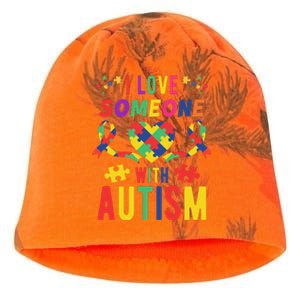 I Love Someone With Autism Ribbon Heart Kati - Camo Knit Beanie