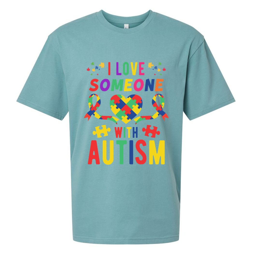 I Love Someone With Autism Ribbon Heart Sueded Cloud Jersey T-Shirt