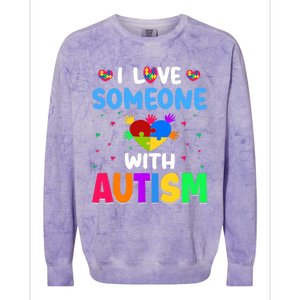 I Love Someone With Autism Colorblast Crewneck Sweatshirt