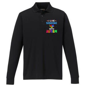 I Love Someone With Autism Performance Long Sleeve Polo