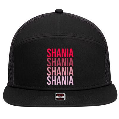 I Love Shania First Name Shania 7 Panel Mesh Trucker Snapback Hat