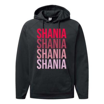 I Love Shania First Name Shania Performance Fleece Hoodie