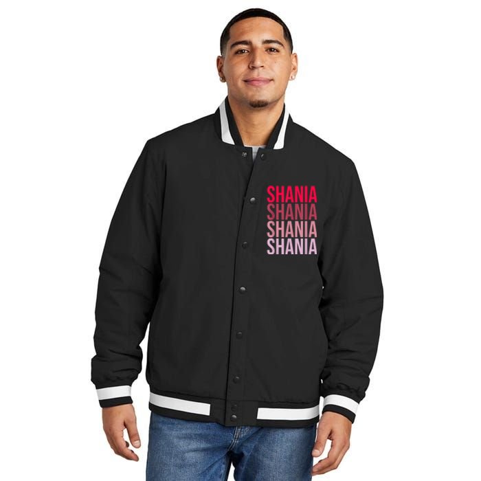 I Love Shania First Name Shania Insulated Varsity Jacket