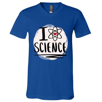 I Love Science L Cool Scientist Theme Graphic Meaningful Gift V-Neck T-Shirt