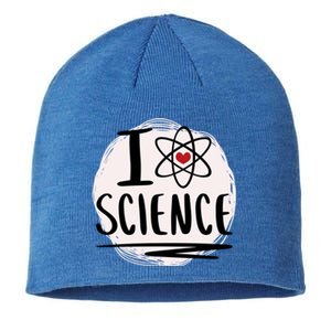 I Love Science L Cool Scientist Theme Graphic Meaningful Gift Sustainable Beanie