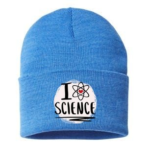 I Love Science L Cool Scientist Theme Graphic Meaningful Gift Sustainable Knit Beanie