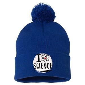 I Love Science L Cool Scientist Theme Graphic Meaningful Gift Pom Pom 12in Knit Beanie