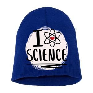 I Love Science L Cool Scientist Theme Graphic Meaningful Gift Short Acrylic Beanie