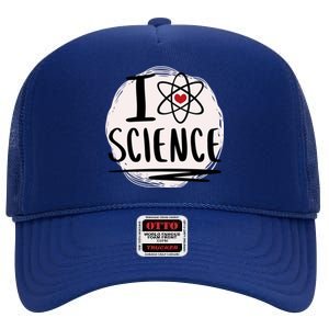 I Love Science L Cool Scientist Theme Graphic Meaningful Gift High Crown Mesh Back Trucker Hat