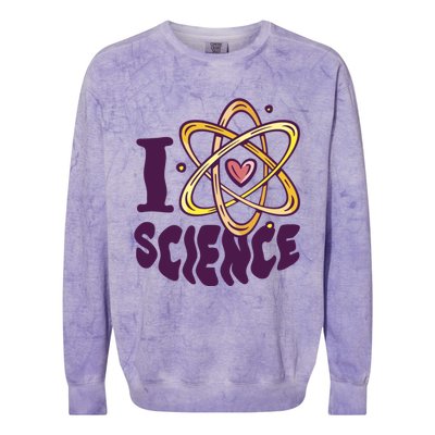 I Love Science L Teacher Student Scientist Graphic Funny Gift Colorblast Crewneck Sweatshirt