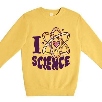 I Love Science L Teacher Student Scientist Graphic Funny Gift Premium Crewneck Sweatshirt