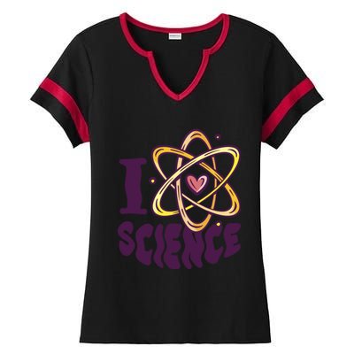 I Love Science L Teacher Student Scientist Graphic Funny Gift Ladies Halftime Notch Neck Tee