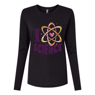 I Love Science L Teacher Student Scientist Graphic Funny Gift Womens Cotton Relaxed Long Sleeve T-Shirt