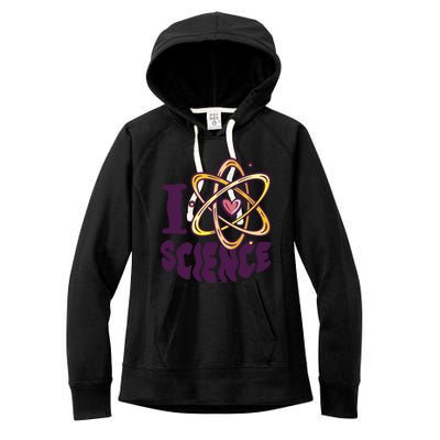 I Love Science L Teacher Student Scientist Graphic Funny Gift Women's Fleece Hoodie