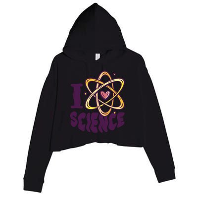 I Love Science L Teacher Student Scientist Graphic Funny Gift Crop Fleece Hoodie