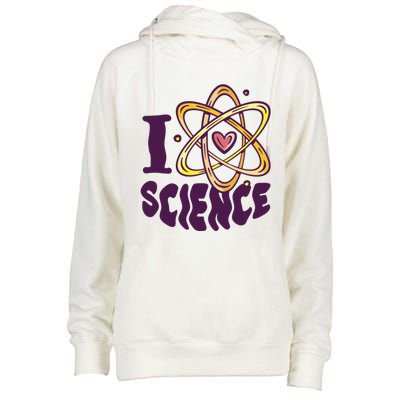 I Love Science L Teacher Student Scientist Graphic Funny Gift Womens Funnel Neck Pullover Hood