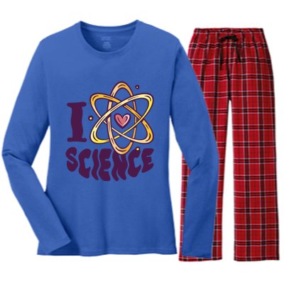 I Love Science L Teacher Student Scientist Graphic Funny Gift Women's Long Sleeve Flannel Pajama Set 