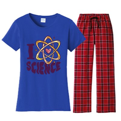 I Love Science L Teacher Student Scientist Graphic Funny Gift Women's Flannel Pajama Set