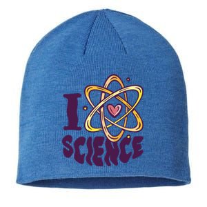 I Love Science L Teacher Student Scientist Graphic Funny Gift Sustainable Beanie