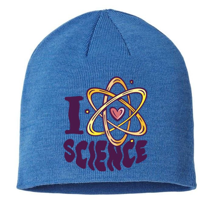 I Love Science L Teacher Student Scientist Graphic Funny Gift Sustainable Beanie