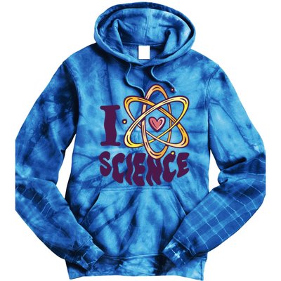 I Love Science L Teacher Student Scientist Graphic Funny Gift Tie Dye Hoodie