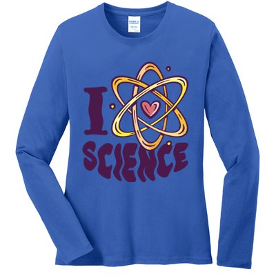 I Love Science L Teacher Student Scientist Graphic Funny Gift Ladies Long Sleeve Shirt