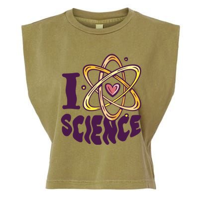 I Love Science L Teacher Student Scientist Graphic Funny Gift Garment-Dyed Women's Muscle Tee