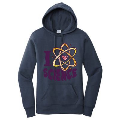 I Love Science L Teacher Student Scientist Graphic Funny Gift Women's Pullover Hoodie