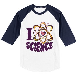 I Love Science L Teacher Student Scientist Graphic Funny Gift Baseball Sleeve Shirt