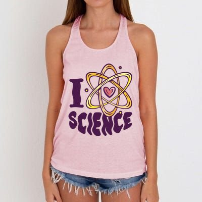 I Love Science L Teacher Student Scientist Graphic Funny Gift Women's Knotted Racerback Tank