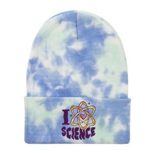 I Love Science L Teacher Student Scientist Graphic Funny Gift Tie Dye 12in Knit Beanie