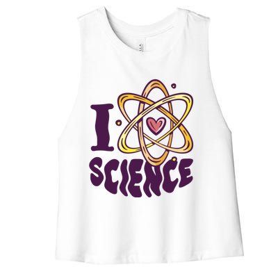 I Love Science L Teacher Student Scientist Graphic Funny Gift Women's Racerback Cropped Tank