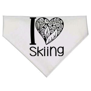 I Love Skiing For Ski Lovers Gift USA-Made Doggie Bandana