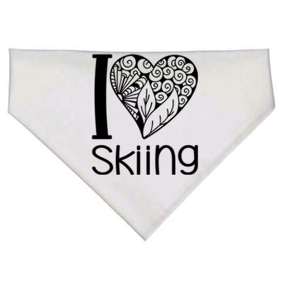 I Love Skiing For Ski Lovers Gift USA-Made Doggie Bandana