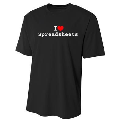 I Love Spreadsheets Performance Sprint T-Shirt