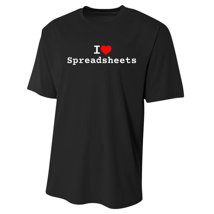 I Love Spreadsheets Performance Sprint T-Shirt