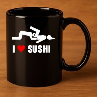 I Love Sushi 11oz C Handle Ceramic Mug