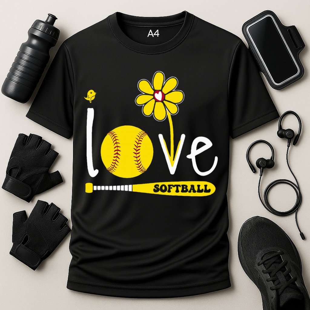 I Love Softball Cooling Performance Crew T-Shirt