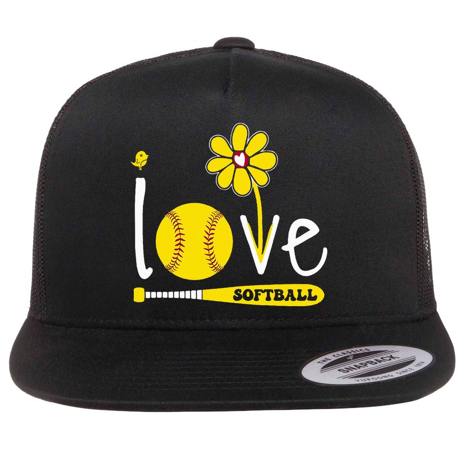 I Love Softball Flat Bill Trucker Hat