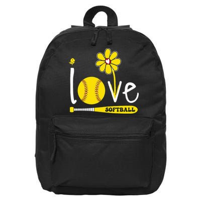I Love Softball 16 in Basic Backpack