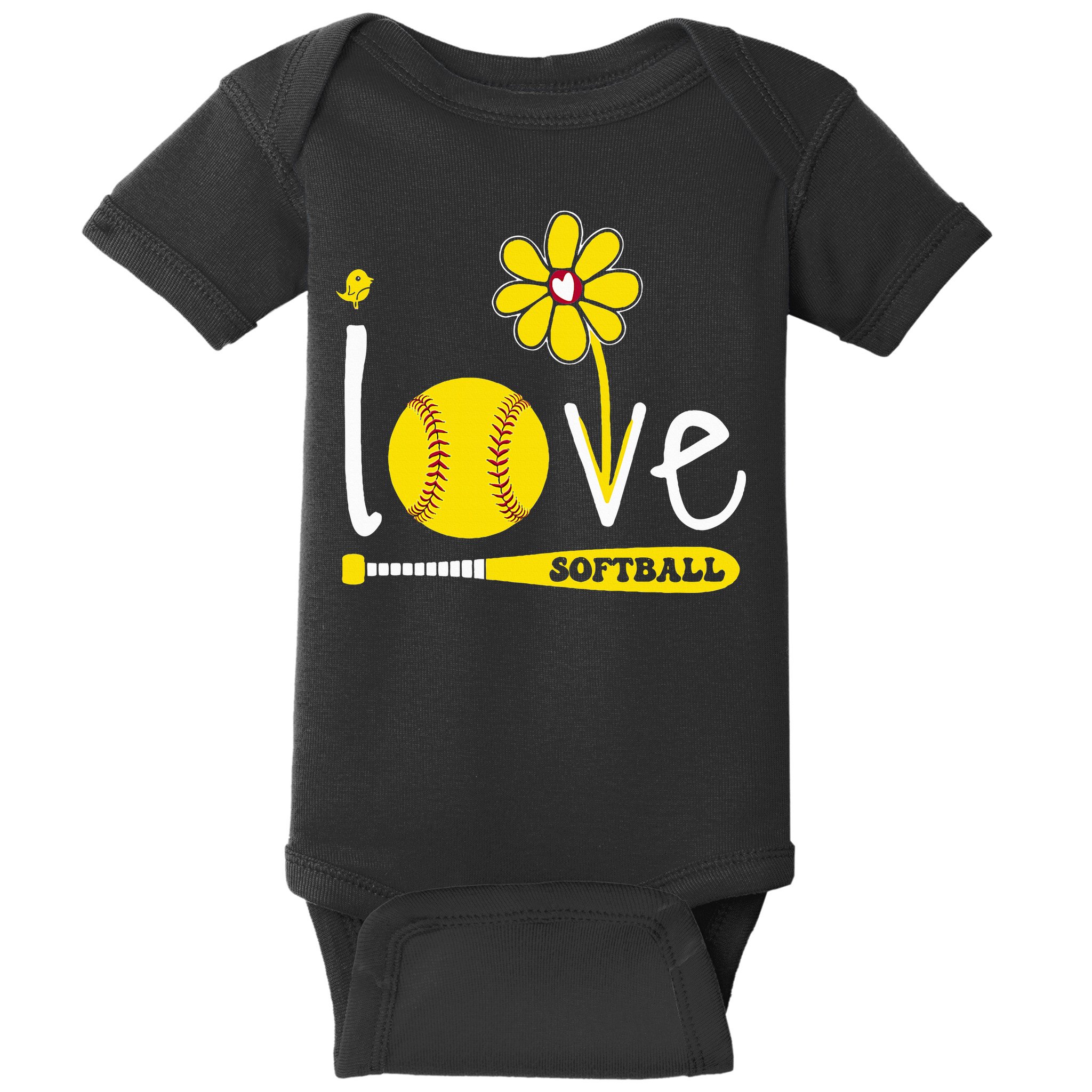 I Love Softball Baby Bodysuit