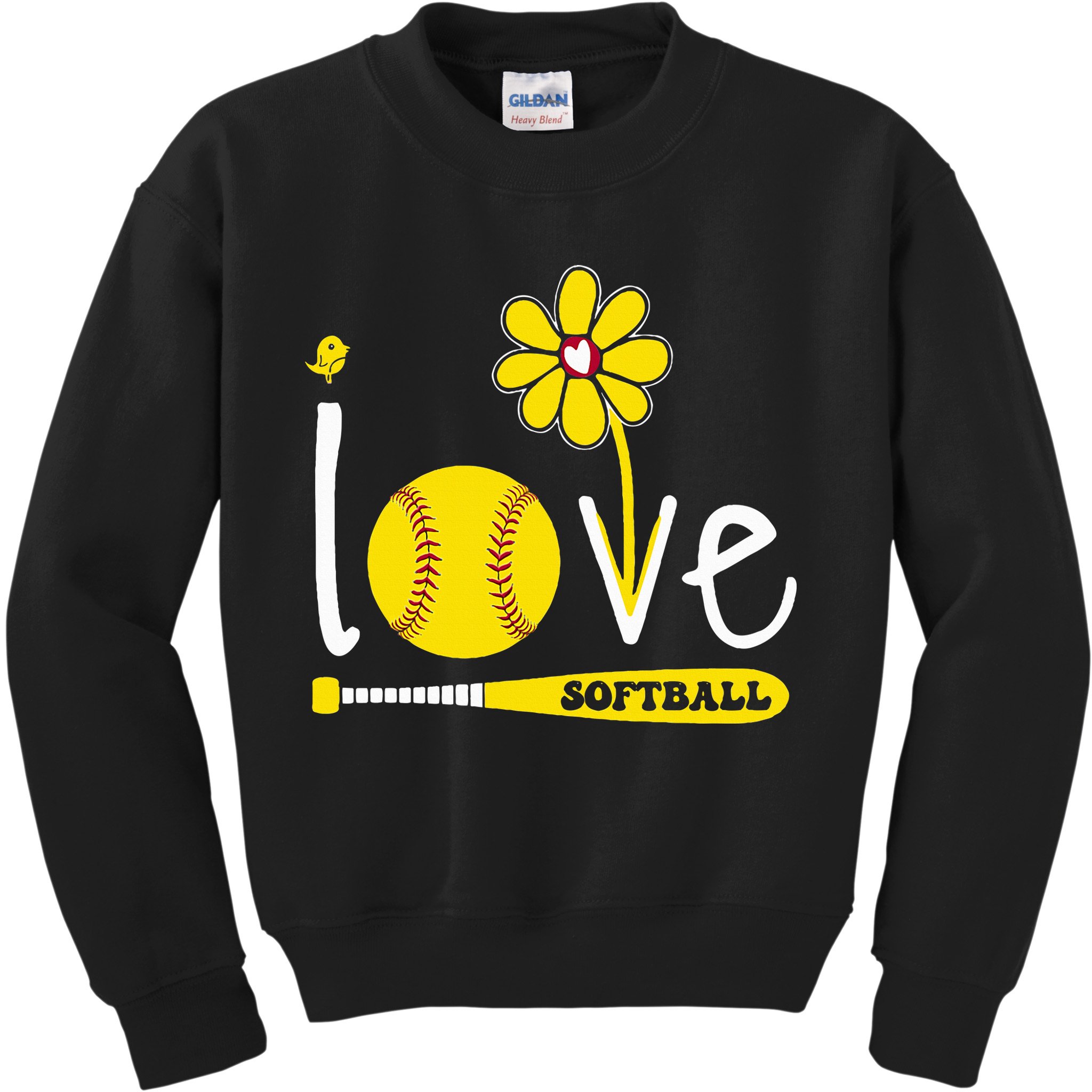 I Love Softball Kids Sweatshirt