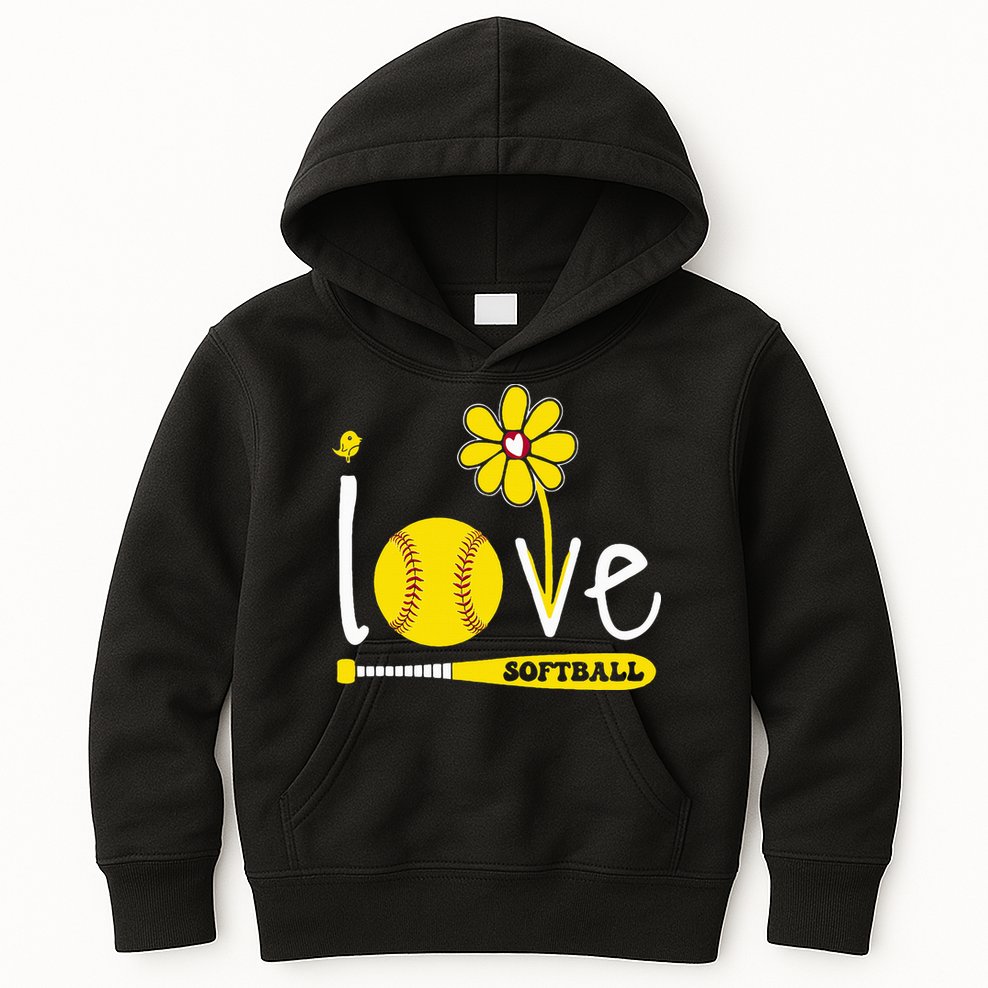 I Love Softball Kids Hoodie