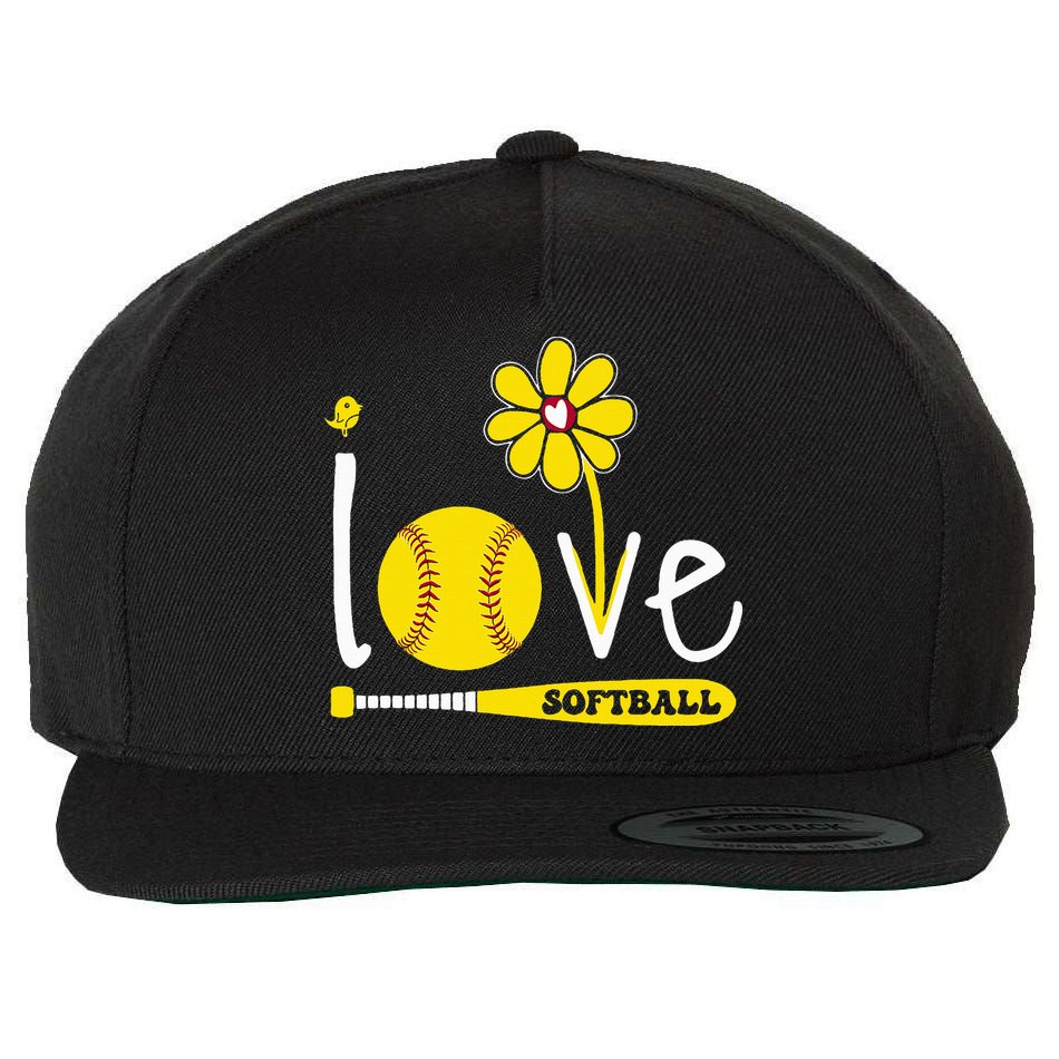 I Love Softball Wool Snapback Cap