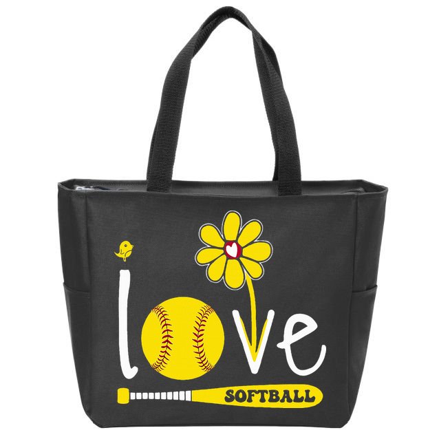 I Love Softball Zip Tote Bag