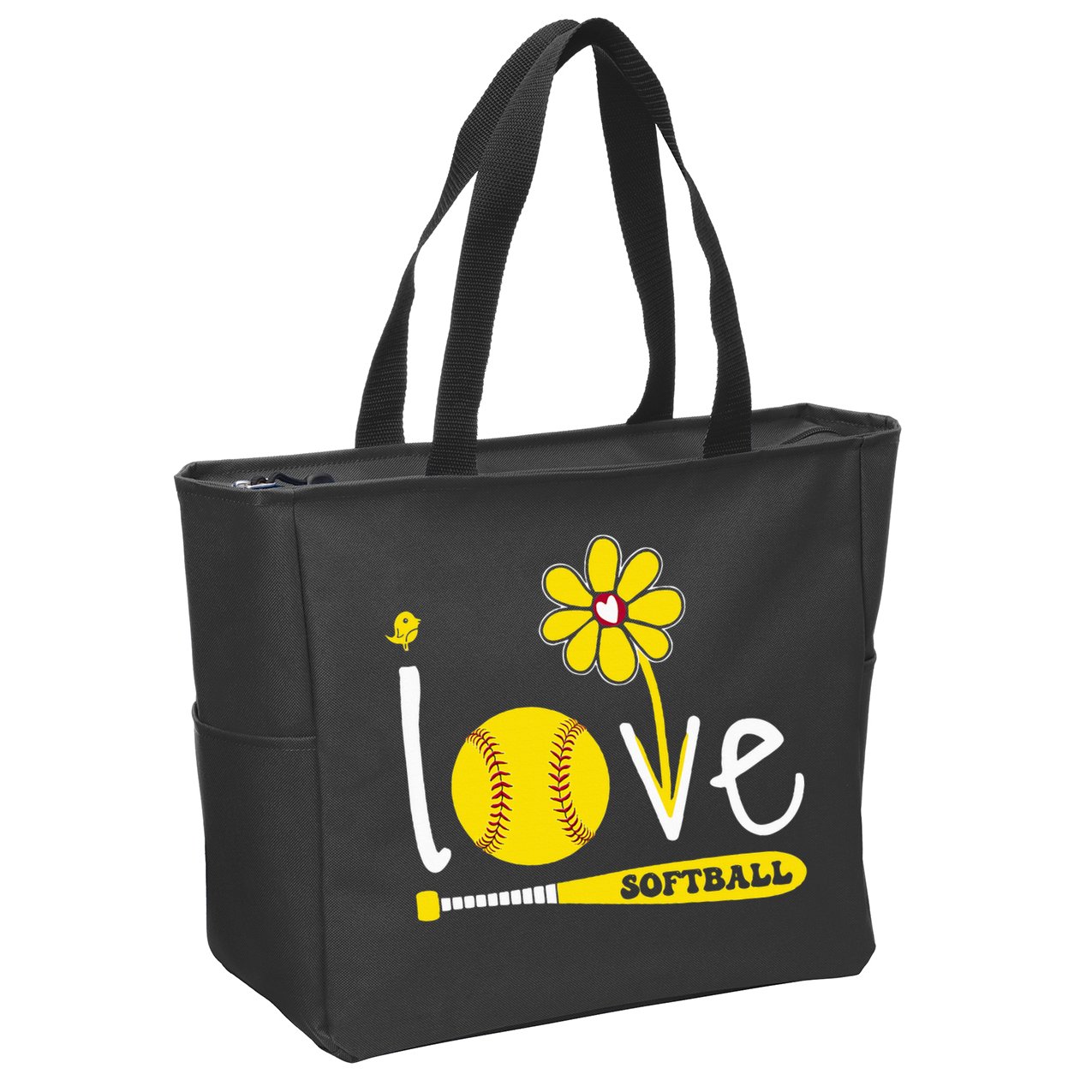 I Love Softball Zip Tote Bag