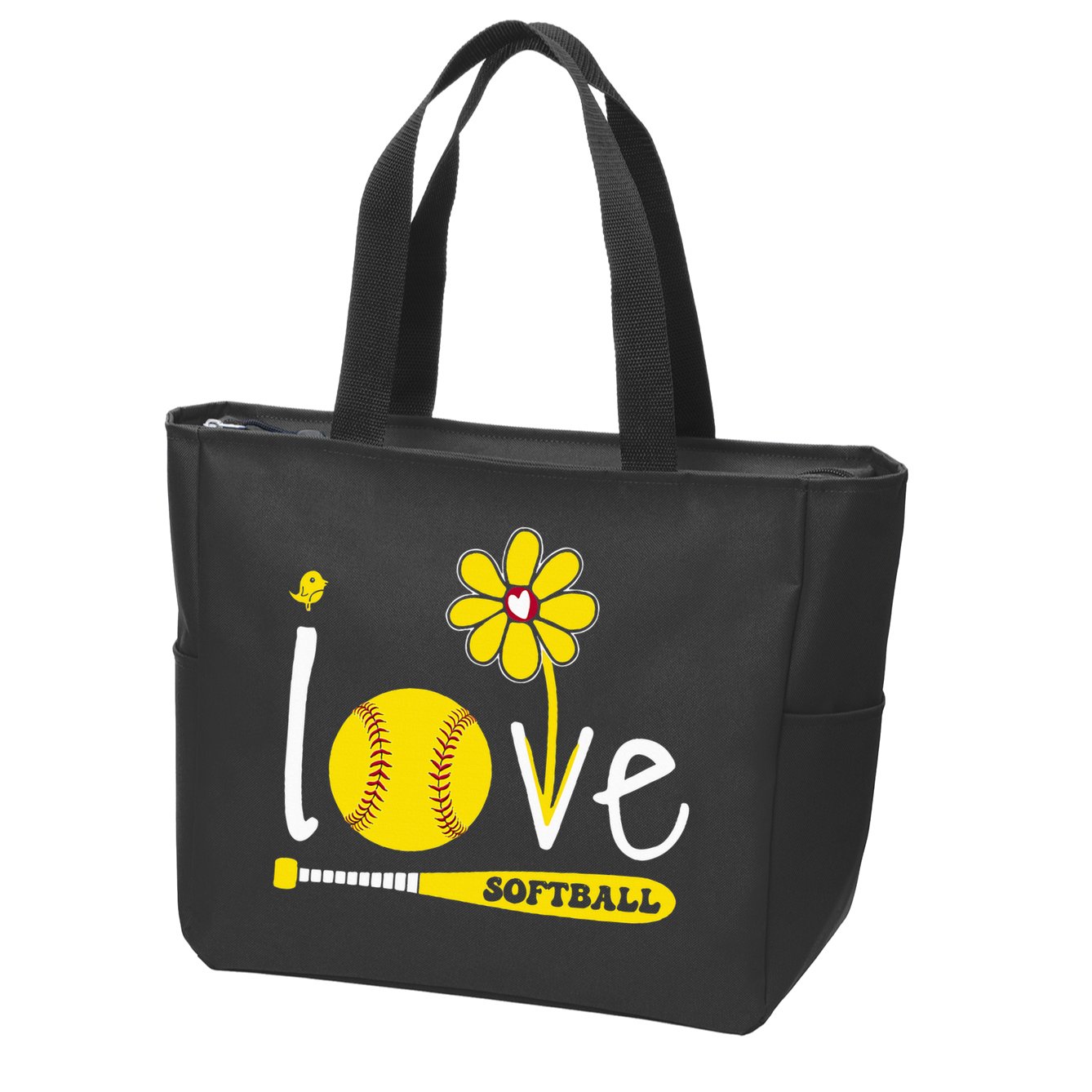 I Love Softball Zip Tote Bag